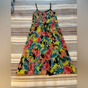 Ann Taylor Loft Floral Print Accordion Pleated Dress Size XS petite
